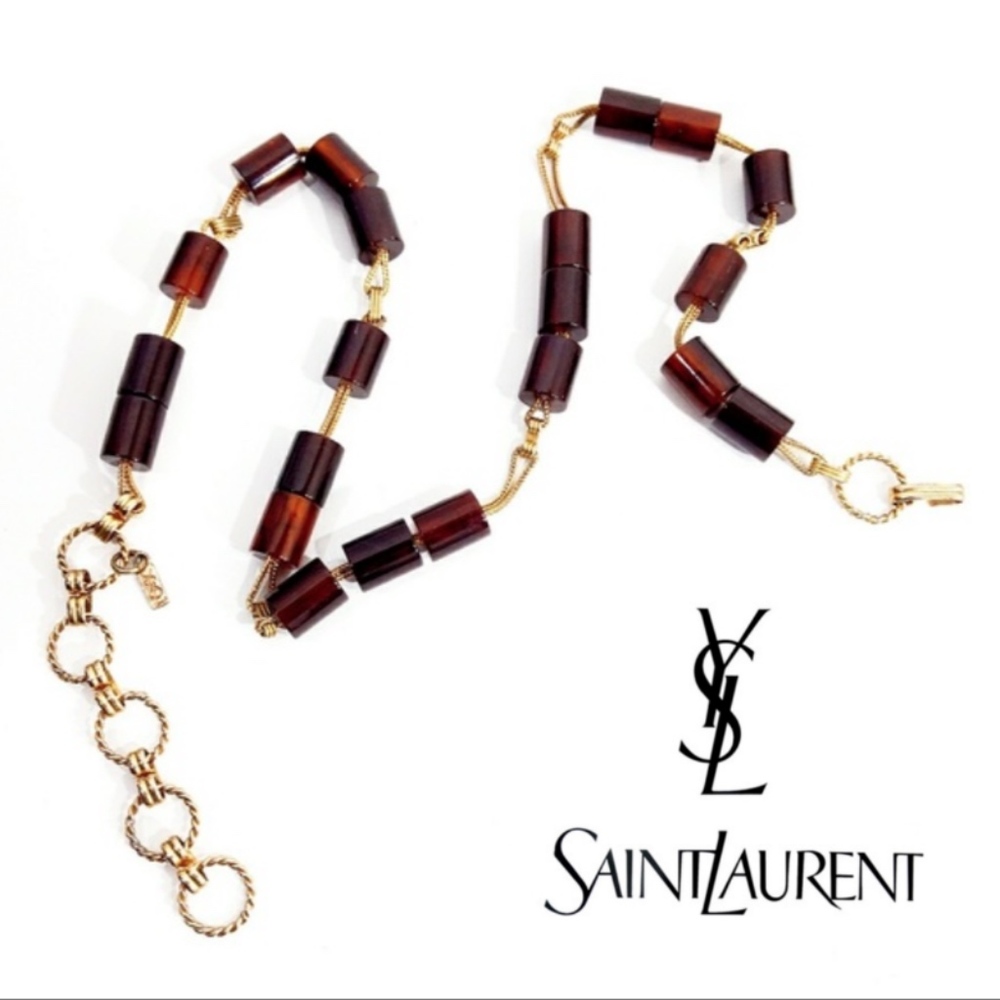Yves Saint Laurent 1970's Vintage Runway Barrel Bakelite Necklace